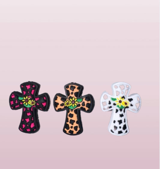 Leopard Print Sunflower Cross