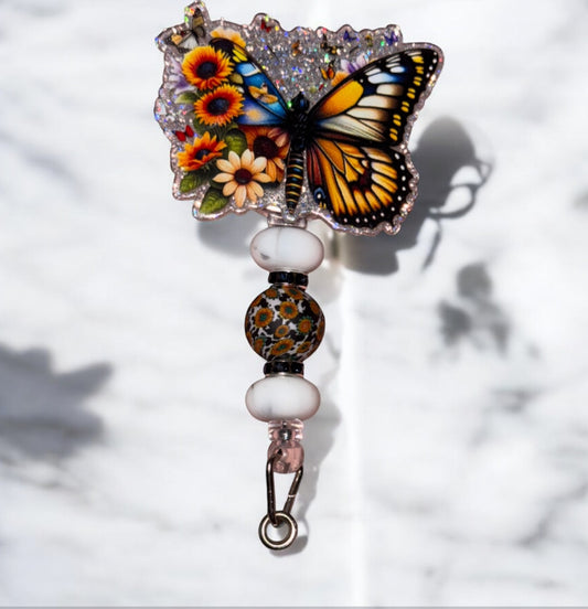 Floral Butterfly Badge Reel