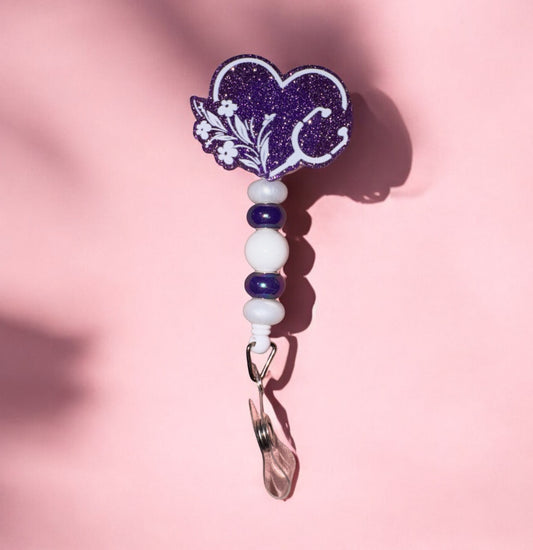 Purple Heart Stethoscope Badge Reel