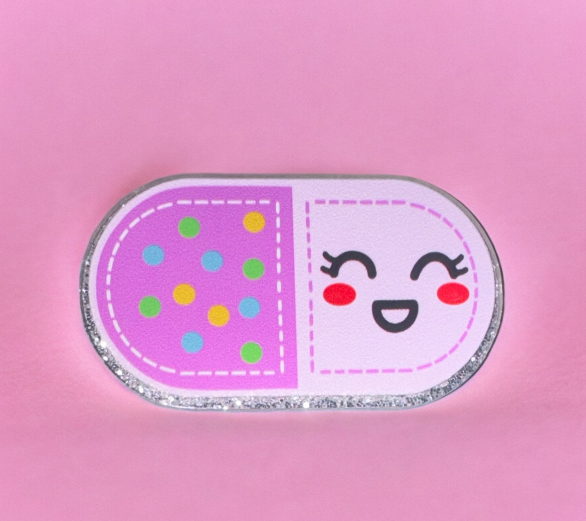 Happy Pill Acrylic Flatback