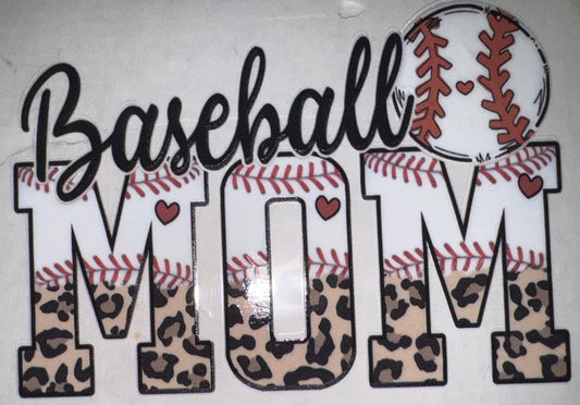 Baseball Mom Leopard UV DTF Decal