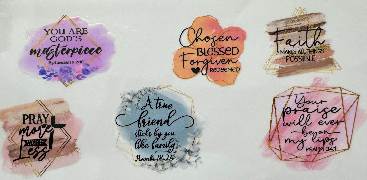 Religious Quotes UV DTF Wraps