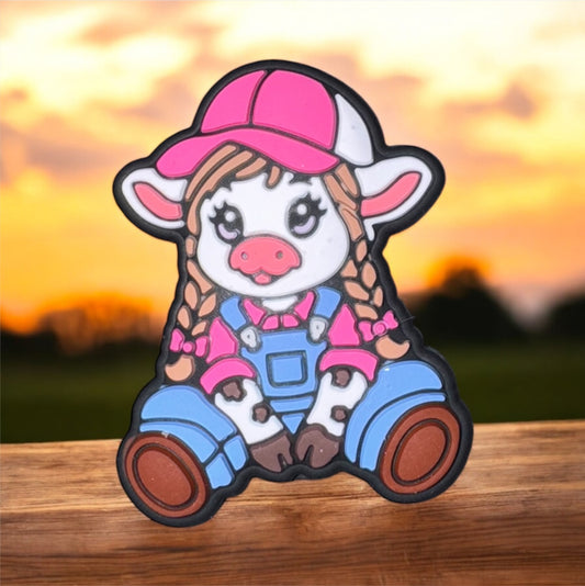 Cow Trucker Hat With Braids Silicone Focal