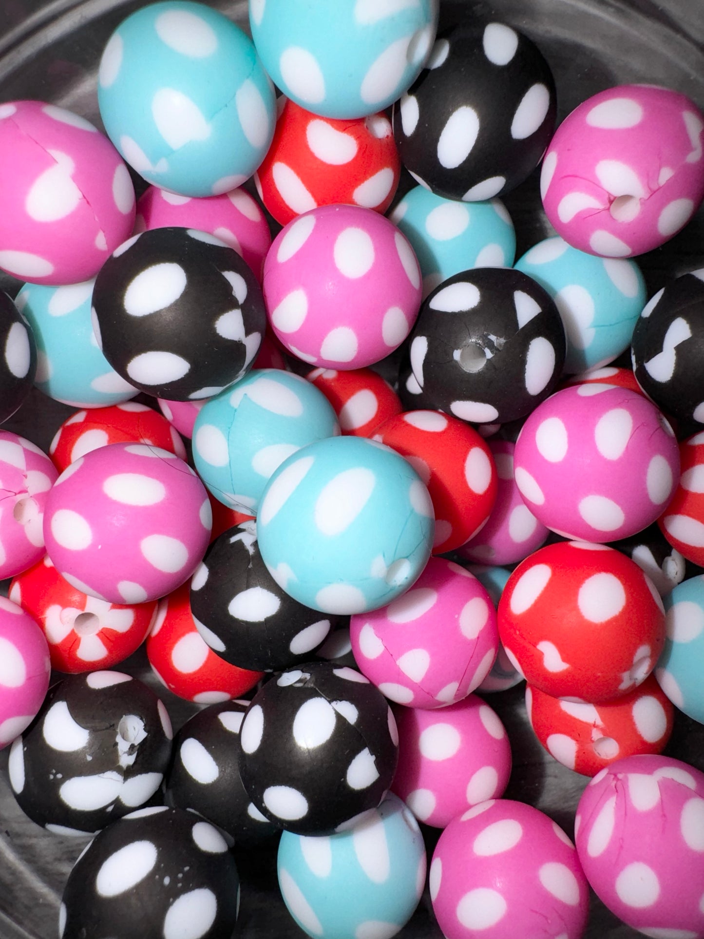 Polka Dot Silicone Beads