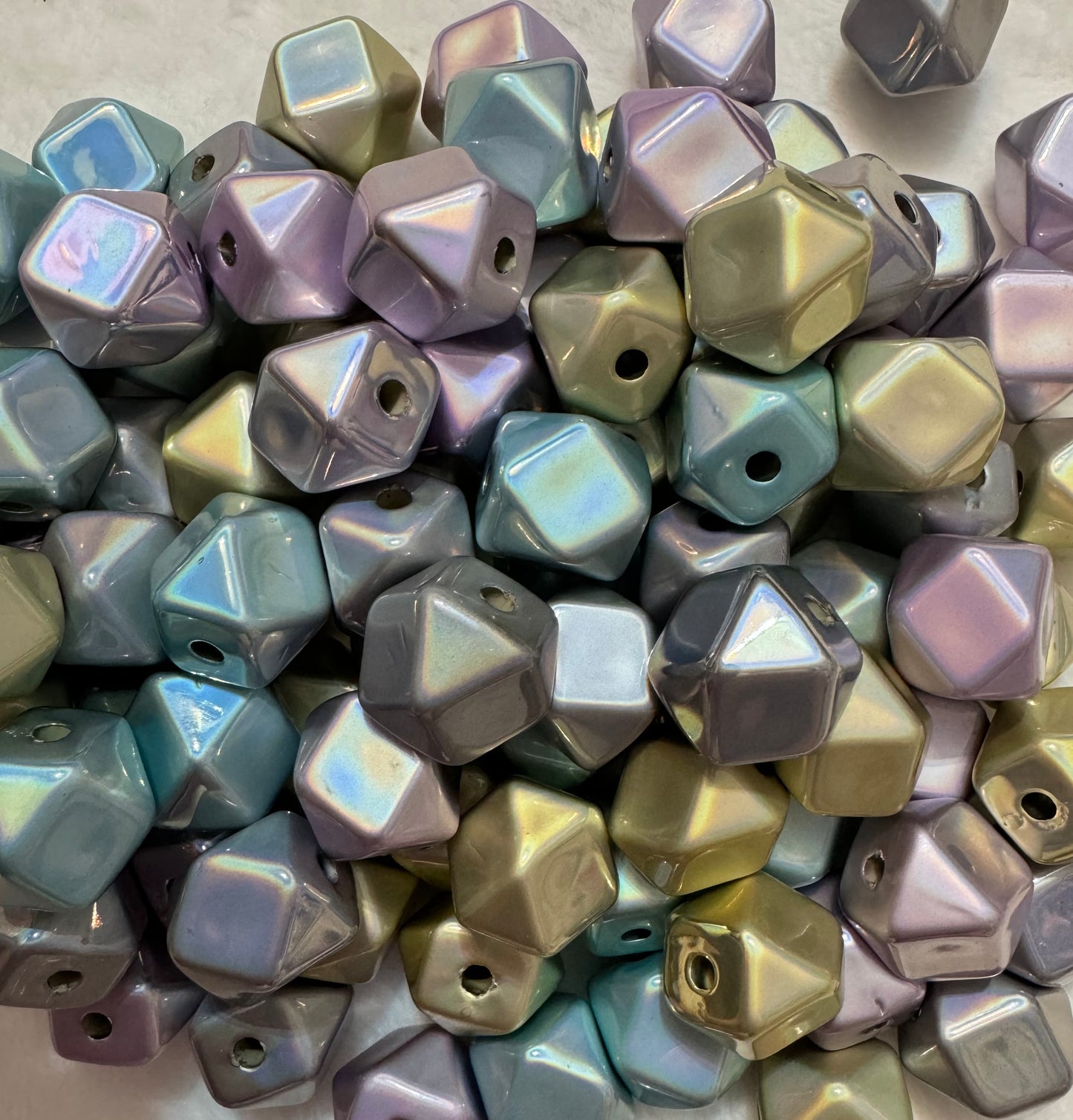 Metallic Hexagon Acrylic Beads