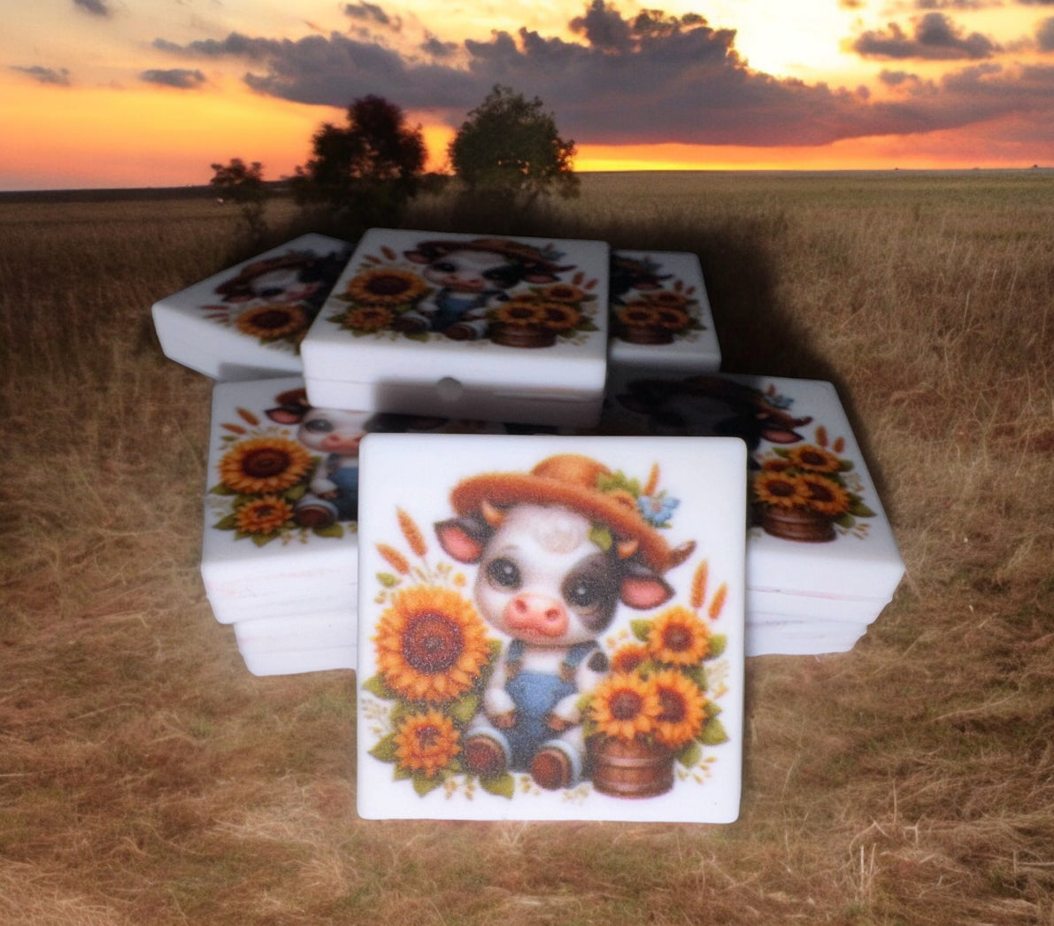 Cow With Sunflowers Focal