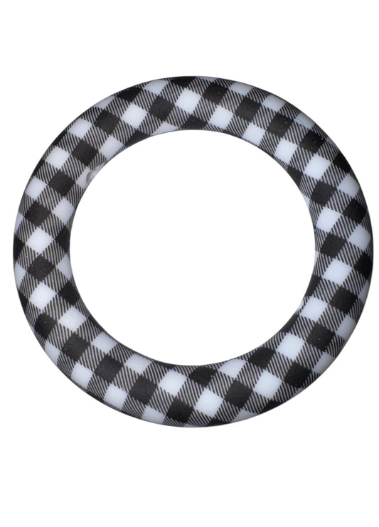 Black Gingham Print 65mm Silicone Ring