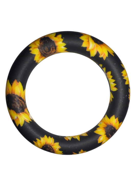 Black Sunflower 65mm Silicone Ring