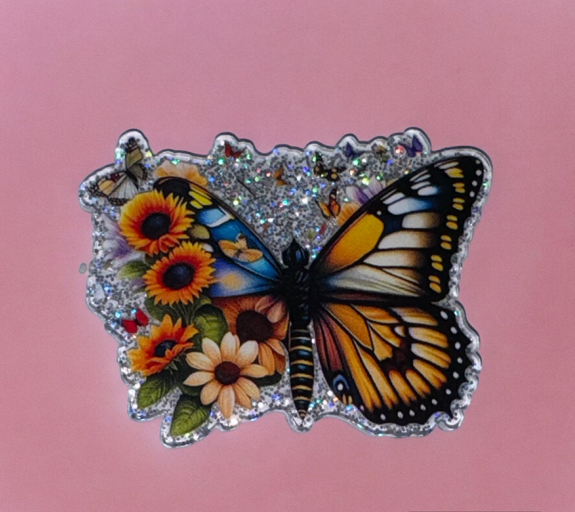 Sunflower Butterfly Acrylic Flatback