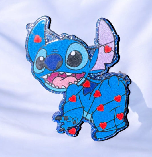 Blue Alien Hearts Acrylic Flatback