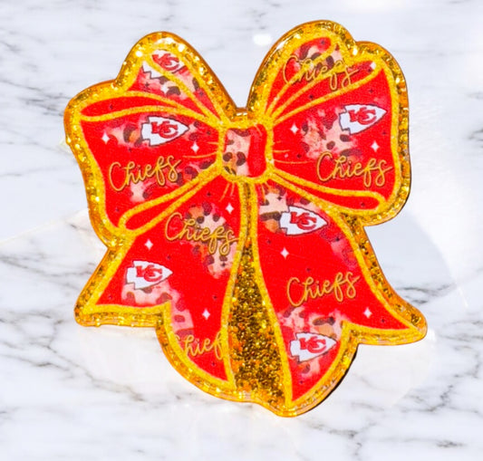KC Football Team Bow Acrylic Flatback