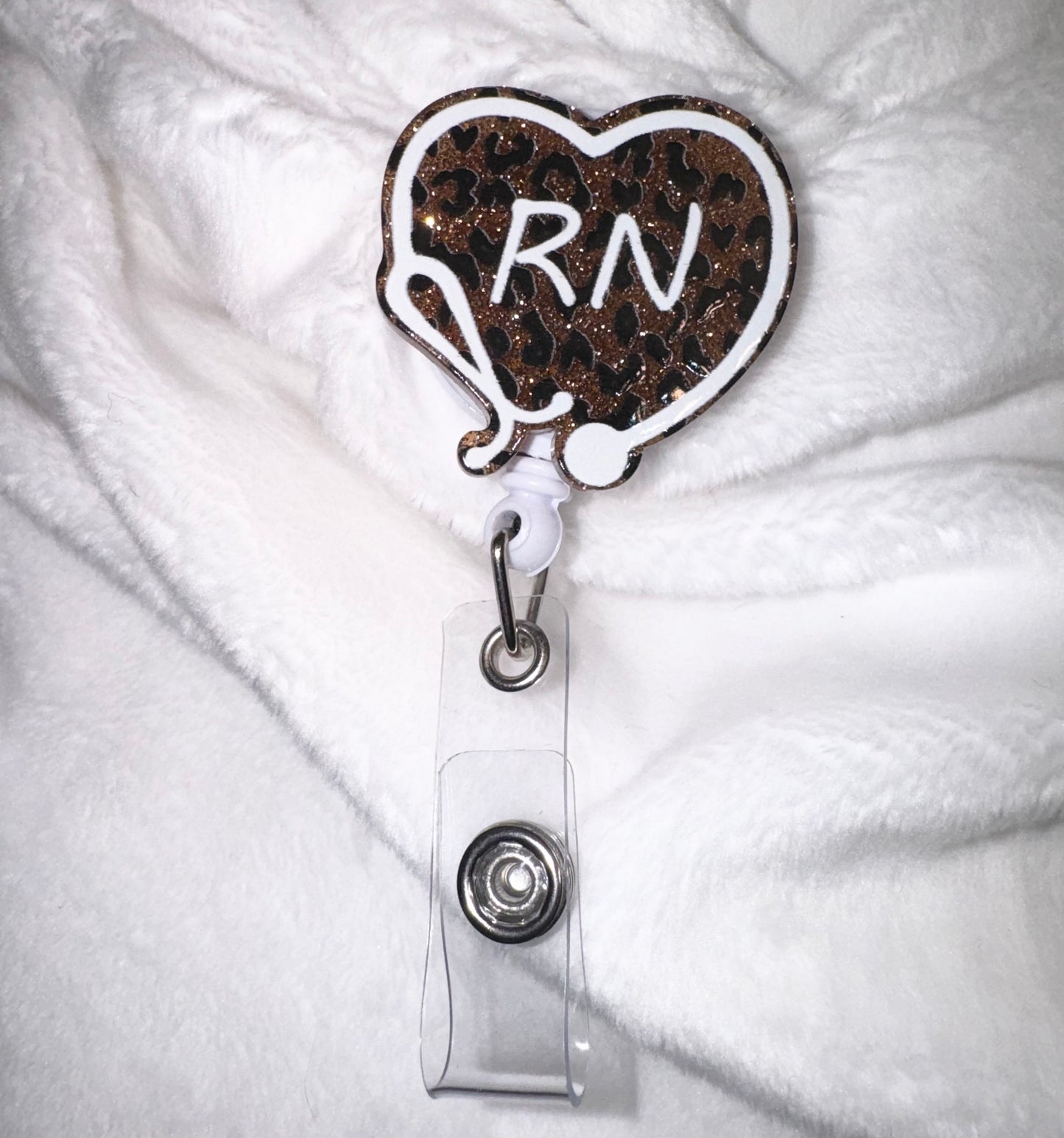 RN Heart Leopard Badge Reel