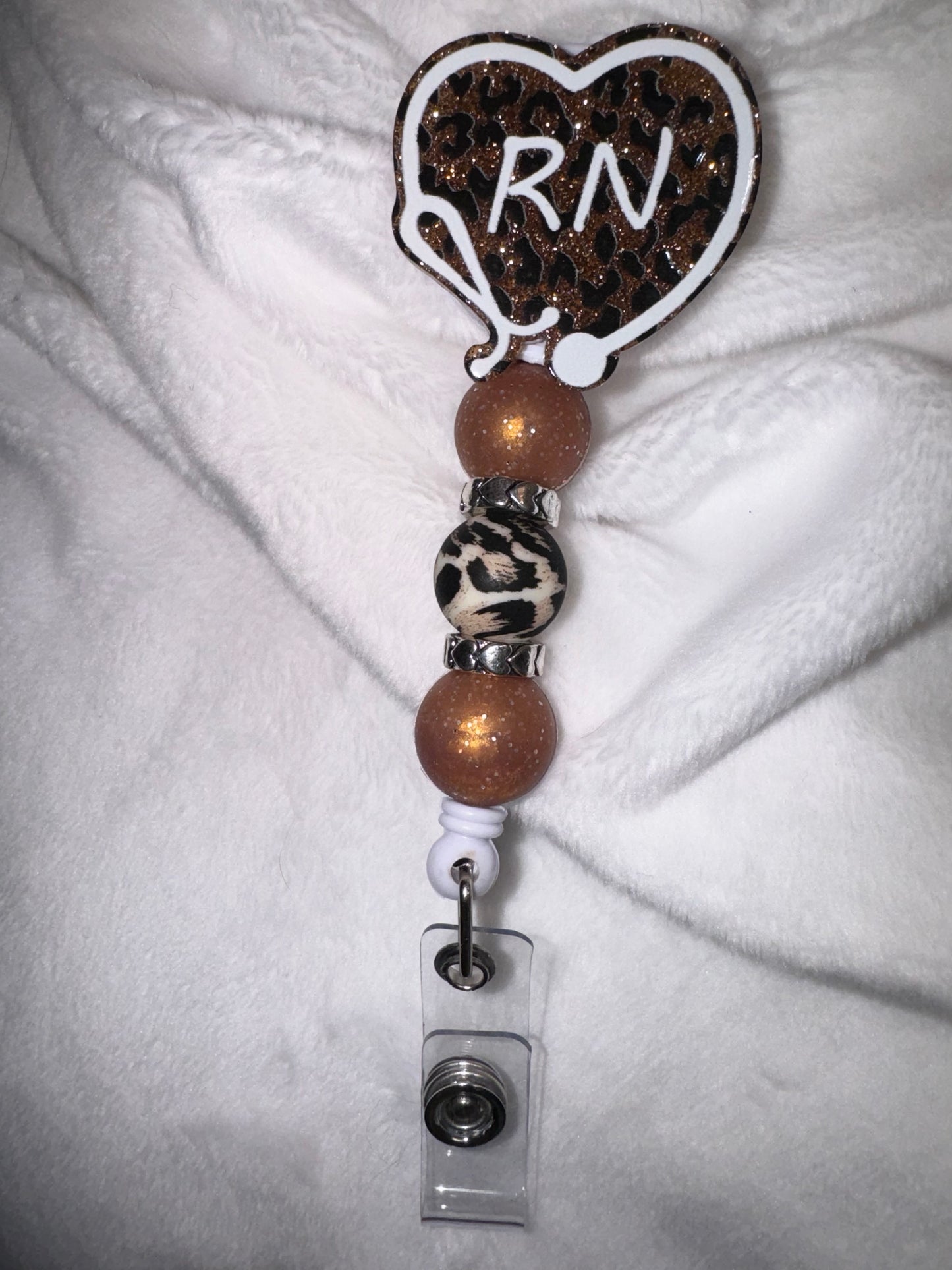 RN Heart Leopard Badge Reel