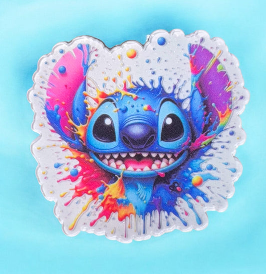Blue Alien Paint Splatter Acrylic Flatback