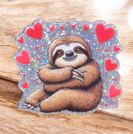 Sloth Hearts Acrylic Flatback
