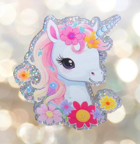 Floral Unicorn Acrylic Flatback