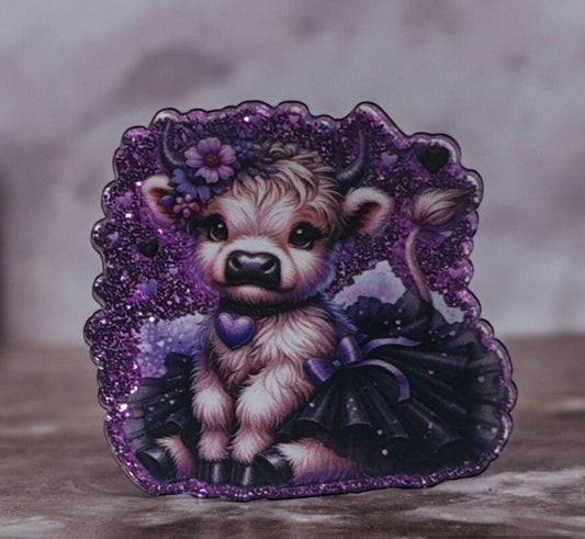 Purple Highland Cow Acrylic Flatbacks