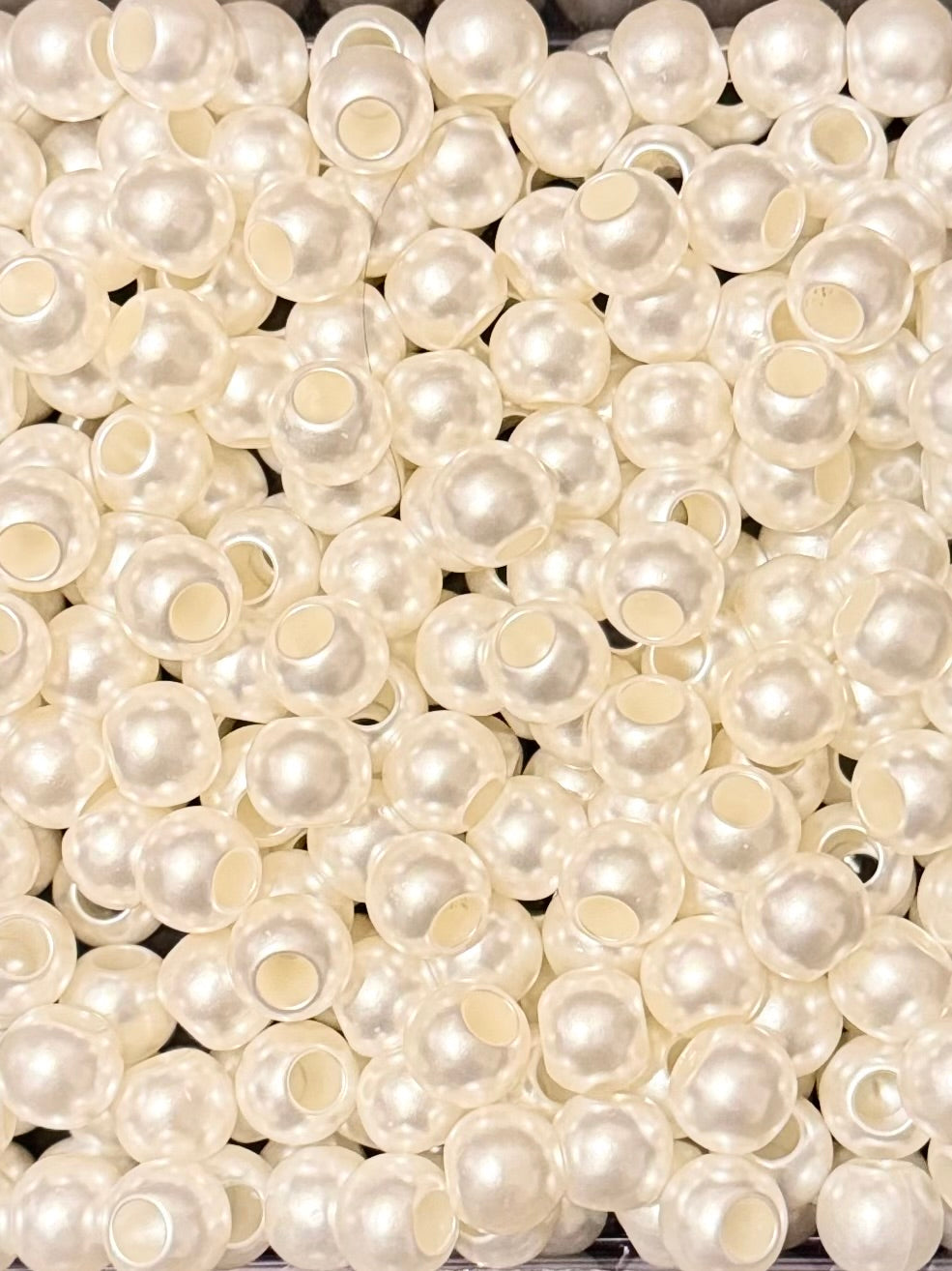 Large Hole Round Pearl Beads 20 Count