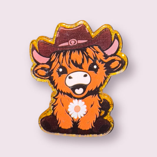 Cow With Cowboy Hat Acrylic Flatback