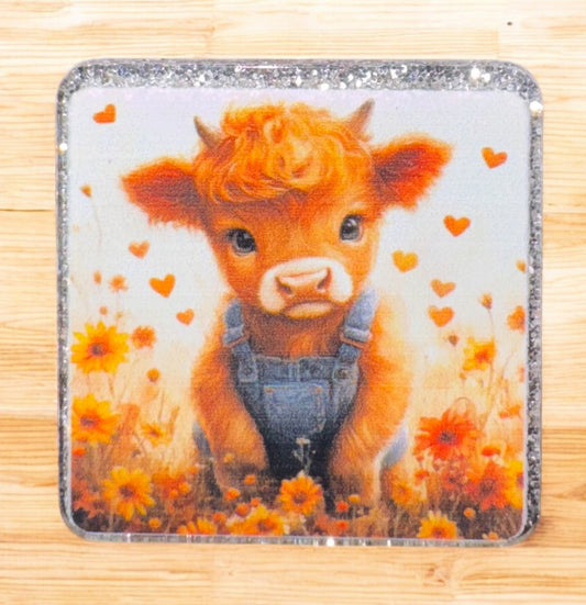 Sunflower Cow Acrylic Flatback
