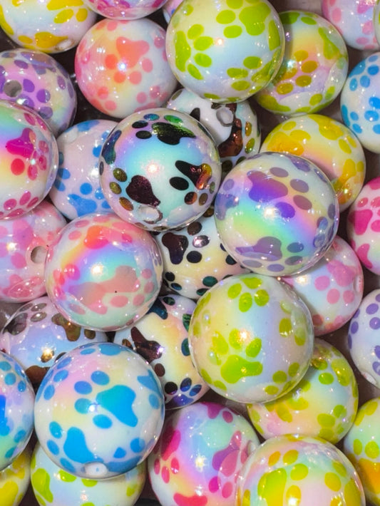 Paw Print 16mm Acrylic UV Beads