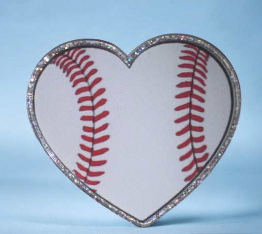 Heart Shaped Baseball Acrylic Flatback