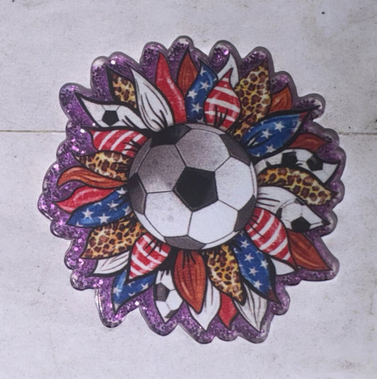 Soccer Ball Sunflower Acrylic Flatbacks