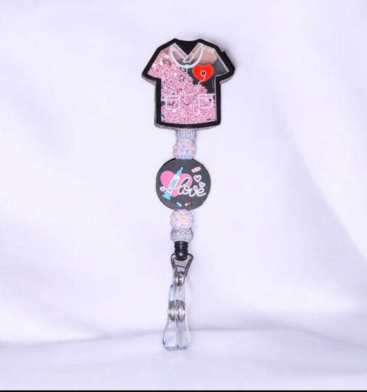 Pink Confetti Filled Badge Reel