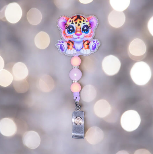 Beaded Leopard Badge Reel