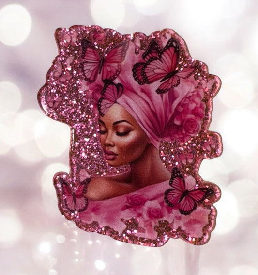 Pink Butterfly Lady Acrylic Flatback