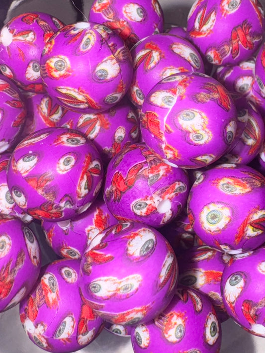 Halloween Purple Eyeball Silicone Beads