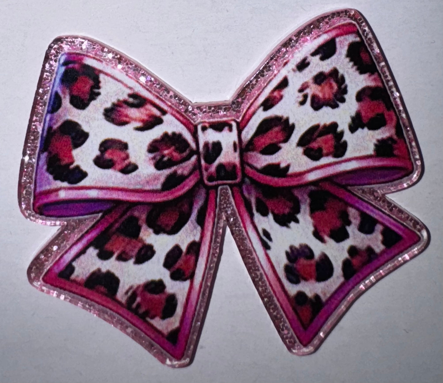 Leopard Print Pink Bow Acrylic Flatback