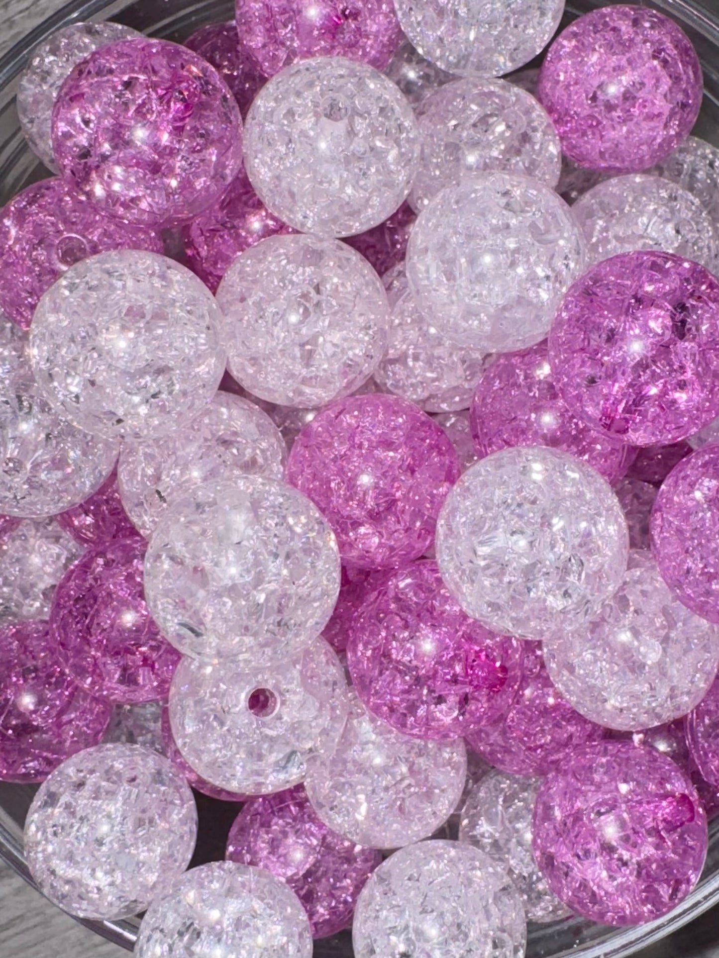 Purple and White Crackle Beads