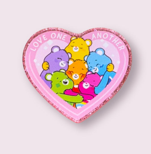 LOVE ONE ANOTHER CARING BEAR ACRYLIC FLATBACK