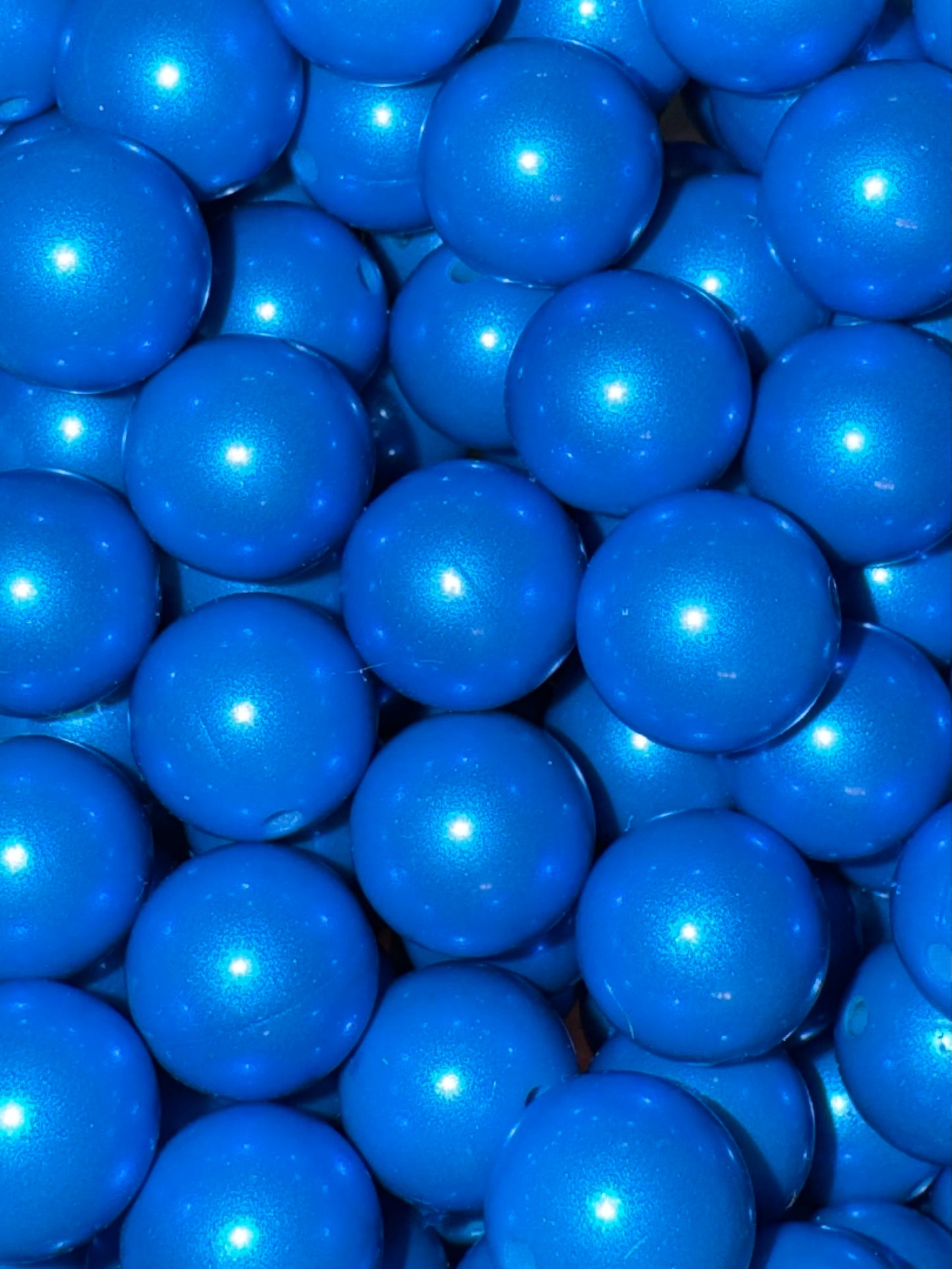 Blue Metallic Pearl 15mm Silicone Beads