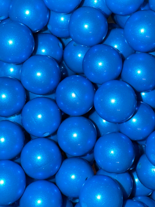 Blue Metallic Pearl 15mm Silicone Beads