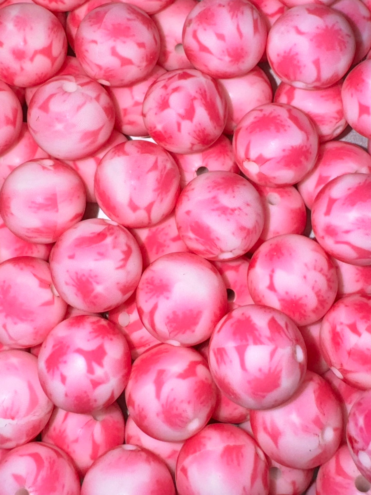 Hot Pink Marble Silicone Beads