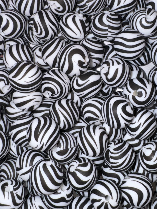 Zebra Print Silicone Beads