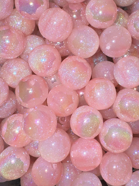 Pink Glitter Acrylic Beads