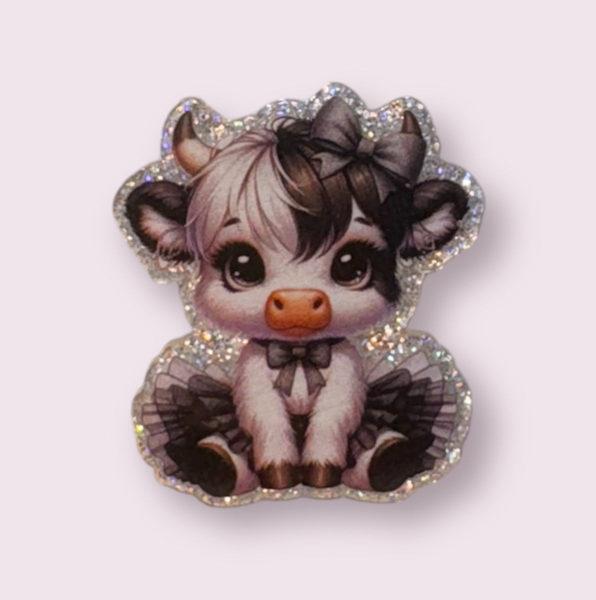 Cow With Black Dress Acrylic Flatback