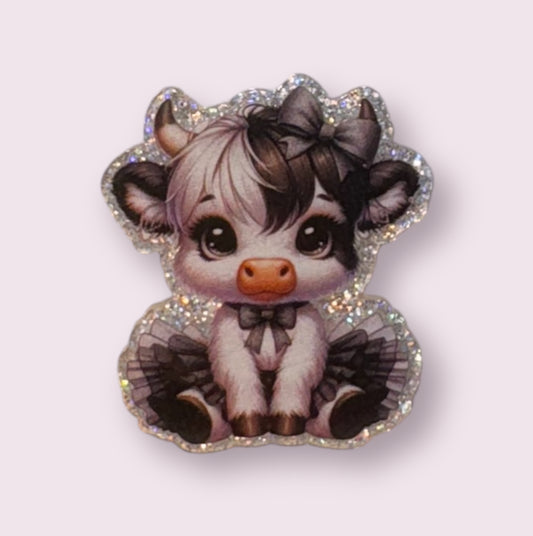 Cow With Black Dress Acrylic Flatback
