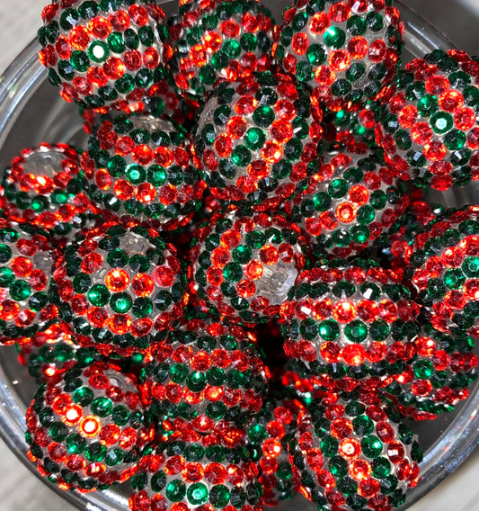 Christmas Stripe Rhinestone Beads