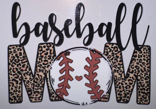 Baseball Mom Leopard UV DTF Decal