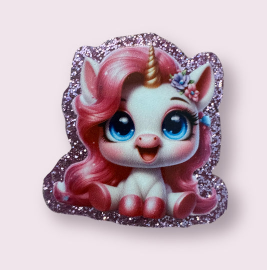 Pink Glitter Unicorn Acrylic Flatback