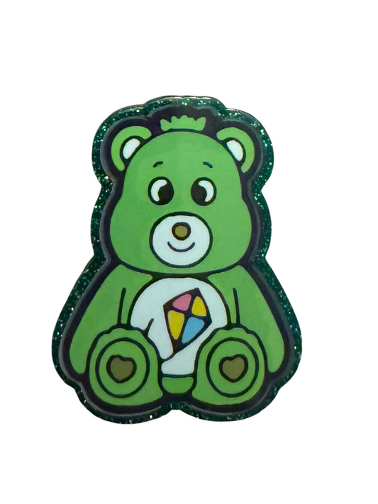Green Glitter Bear Acrylic Flatback