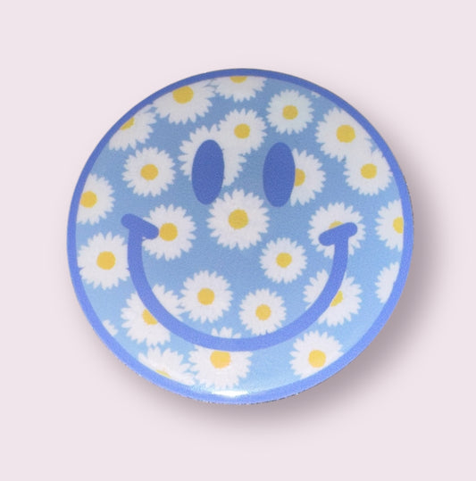 Blue Daisy Smiley Face Acrylic Flatback