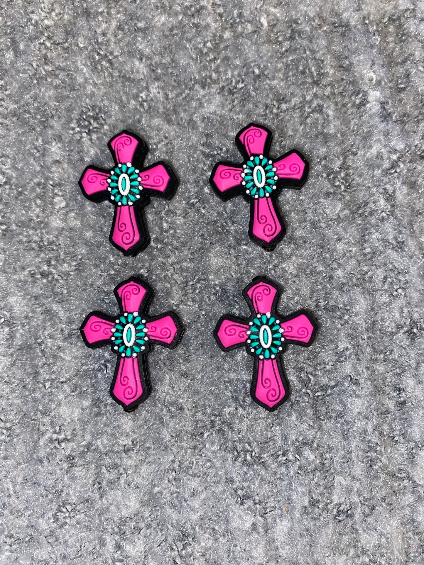 Hot Pink & Turquoise Cross Focal