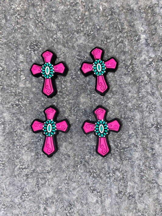 Hot Pink & Turquoise Cross Focal