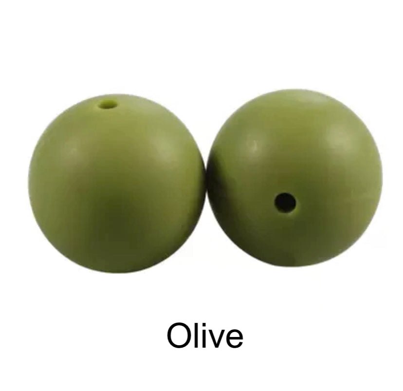 Olive Silicone Beads