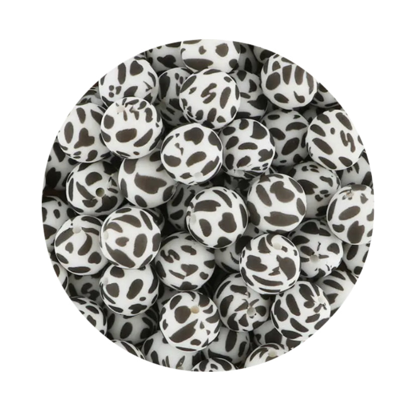 Cow Print Silicone Beads